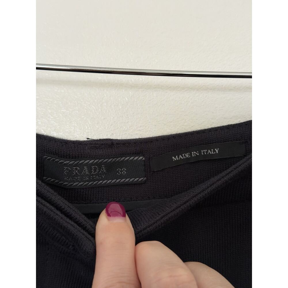 Vintage Prada 90s Y2K Black Trouser Pants Italy Cotton Knit Crop Sz 38 XS Small - Picture 3 of 9